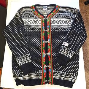 Vintage Dale Of Norway Metal Clasp100% New Wool Nordic Skiing Sweater Size L